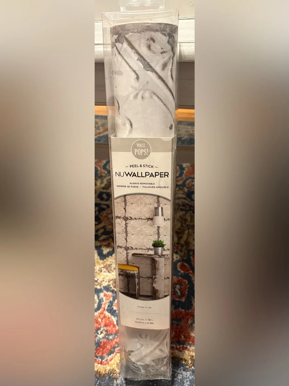 🔥NuWallpaper Vintage Tin Tile Peel & Stick Wallpaper 20.5in X 18ft roll, NIP